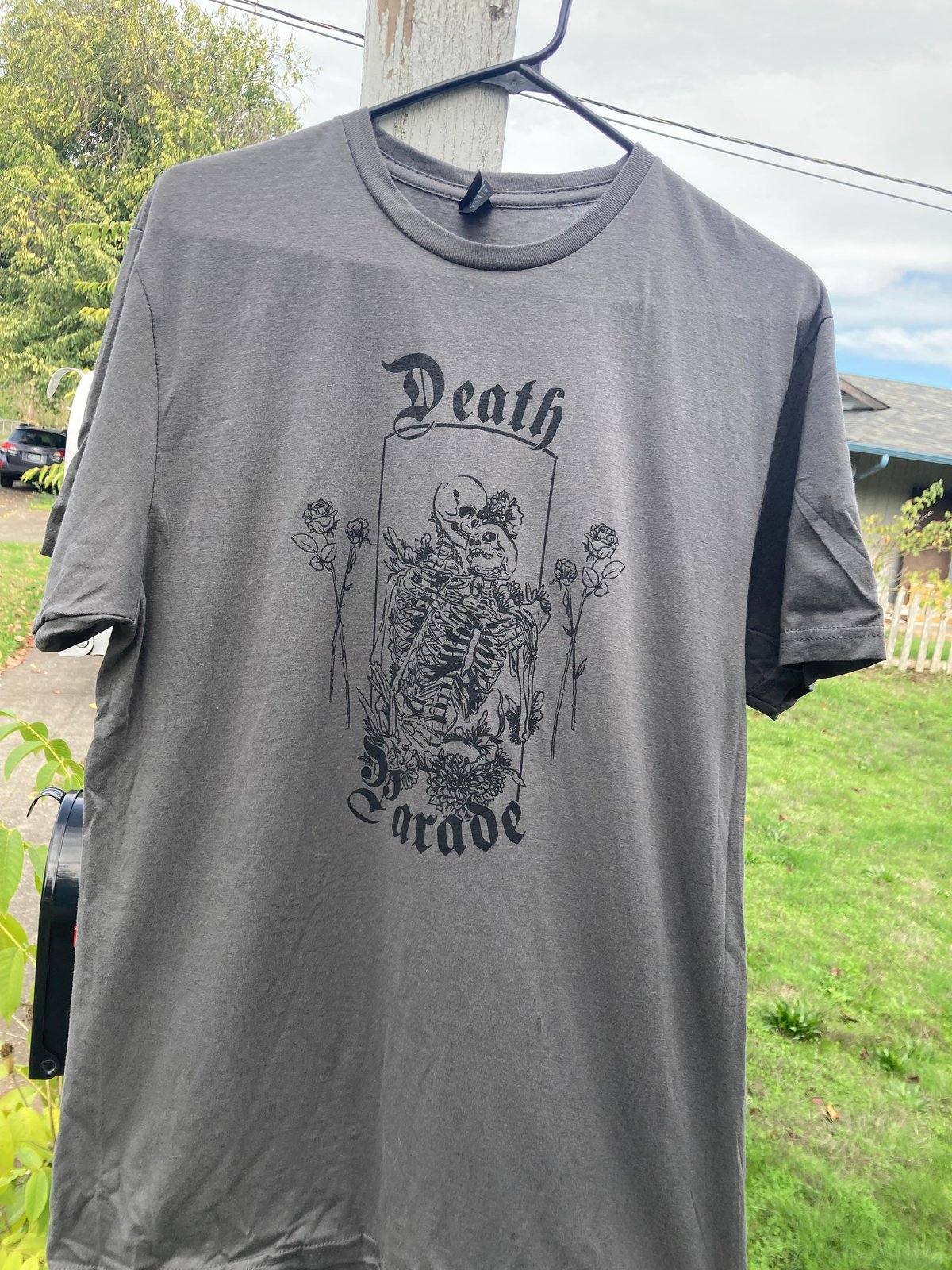 Charcoal Grey Tee with Skeletons | Death Parade